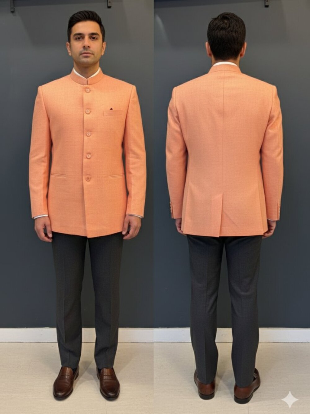 Peach Salmon Bandhgala Jodhpuri Blazer